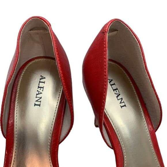 Alfani Red Heels, textured patent leather & suede, gold details. Size 7 Holiday - Picture 5 of 6
